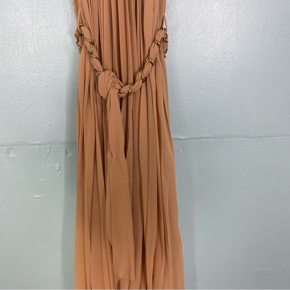 Zimmermann‎ Sunray Pleat Midi Dress Sleeveless Chain Sash Belted Sz 8 - Picture 4 of 9
